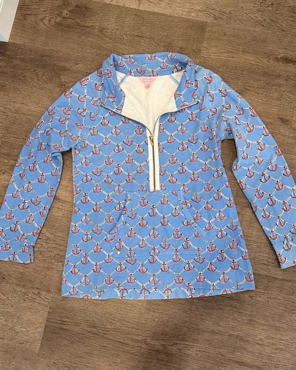 Lilly Pulitzer Skipper Popover in Anchors Away Blue Nautical Print - Large